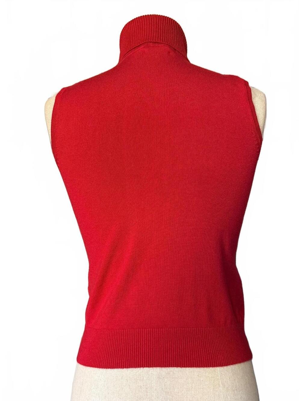 Cable & Gauge Red Sleeveless Turtleneck Knit Sweater Top S - Picture 3 of 8